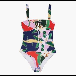 Onia Raquel One Piece Lace Up Floral Bathing Suit size Large